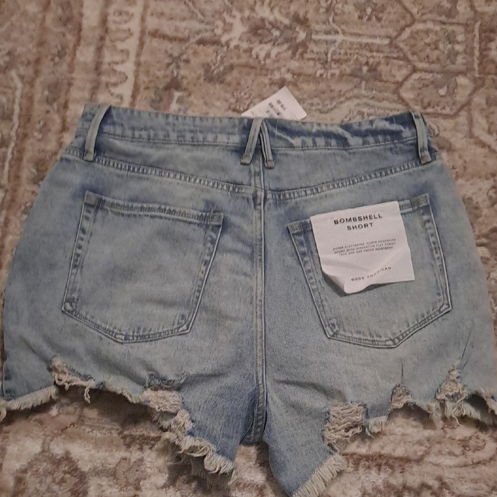 Good American Light Blue Distressed Denim Shorts - Picture 9 of 10